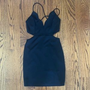 MYSTIQUE BOUTIQUE Black Cut Out Sides Spaghetti Strap Bodycon Mini Dress